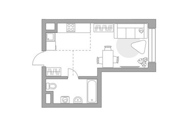 Планировка студии(квартира) площадью 28.2 квадратных метров в ЖК “ЖК Мневники от Гранель”
