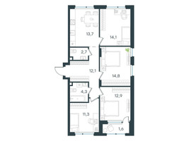 Планировка 4+ комнатной(квартира) площадью 87.5 квадратных метров в “ЖК Level Лесной”