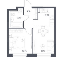 Планировка однокомнатной(квартира) площадью 35.15 квадратных метров в “ЖК Квартал Ивакино”