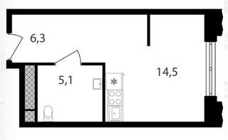 Планировка студии(квартира) площадью 25.9 квадратных метров в “ЖК Варшавские ворота”