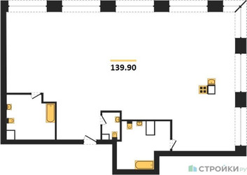 Планировка трехкомнатной(квартира) площадью 139.9 квадратных метров в ЖК “ЖК Luzhniki Collection (Коллекция Лужники)”