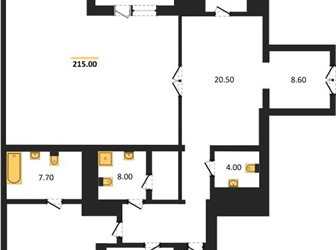 Планировка 4+ комнатной(квартира) площадью 215 квадратных метров в ЖК “ЖК Вавилово”