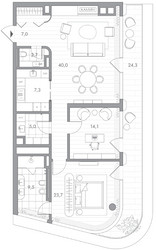 Планировка двухкомнатной(квартира) площадью 116.6 квадратных метров в ЖК “Клубный дом PHANTOM (Фантом)”