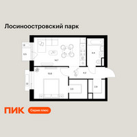 Планировка однокомнатной(квартира) площадью 41 квадратных метров в “ЖК Лосиноостровский парк”