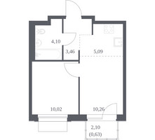 Планировка однокомнатной(квартира) площадью 33.56 квадратных метров в “ЖК Новое Внуково”