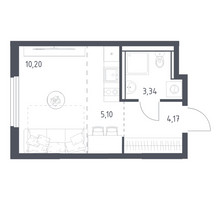 Планировка студии(квартира) площадью 22.81 квадратных метров в “ЖК Пригород Лесное”