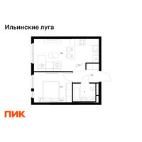Планировка однокомнатной(квартира) площадью 36.2 квадратных метров в “ЖК Ильинские луга”