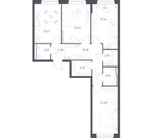 Планировка трехкомнатной(квартира) площадью 78.55 квадратных метров в “ЖК Егорово Парк”