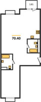 Планировка двухкомнатной(квартира) площадью 70.4 квадратных метров в “ЖК Dream Towers (Дрим Тауэрс)”