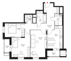 Планировка трехкомнатной(квартира) площадью 90.1 квадратных метров в “ЖК Большая Семерка”