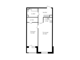 Планировка двухкомнатной(квартира) площадью 72.7 квадратных метров в ЖК “ЖК Клубный дом Точка отсчета”