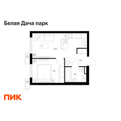 Планировка однокомнатной(квартира) площадью 33.2 квадратных метров в ЖК “ЖК Белая Дача парк”