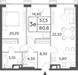 Планировка трехкомнатной(квартира) площадью 80.8 квадратных метров в “ЖК Will Towers (Вилл Тауэрс)”