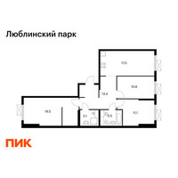 Планировка трехкомнатной(квартира) площадью 78.7 квадратных метров в “ЖК Люблинский парк”