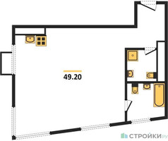 Планировка двухкомнатной(квартира) площадью 49.2 квадратных метров в “ЖК Tophills (ТопХиллс)”