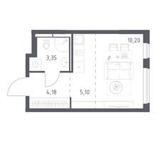 Планировка студии(квартира) площадью 22.83 квадратных метров в “ЖК Мытищи Парк”