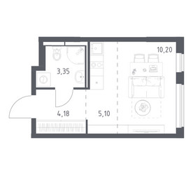 Планировка студии(квартира) площадью 22.83 квадратных метров в ЖК “ЖК Мытищи Парк”