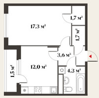 Планировка однокомнатной(квартира) площадью 42.1 квадратных метров в “Миниполис 8 кленов”