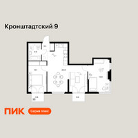 Планировка двухкомнатной(квартира) площадью 66.1 квадратных метров в “ЖК Кронштадтский 9”
