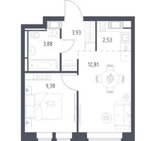 Планировка однокомнатной(квартира) площадью 32.53 квадратных метров в “ЖК Большое Путилково”