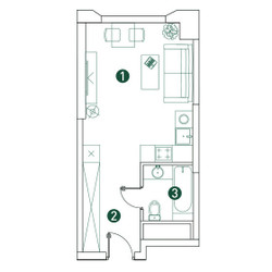 Планировка студии(квартира) площадью 28.2 квадратных метров в ЖК “ЖК Вэри на Ботанической”
