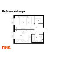 Планировка однокомнатной(квартира) площадью 33.6 квадратных метров в “ЖК Люблинский парк”