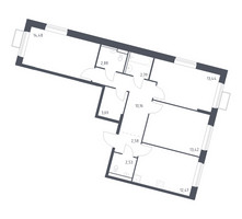 Планировка трехкомнатной(квартира) площадью 78.44 квадратных метров в “ЖК Молжаниново”