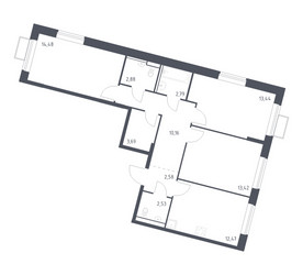 Планировка трехкомнатной(квартира) площадью 78.44 квадратных метров в ЖК “ЖК Молжаниново”