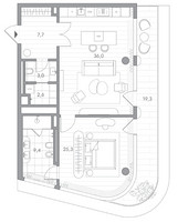 Планировка 4+ комнатной(квартира) площадью 89.8 квадратных метров в “Клубный дом PHANTOM (Фантом)”