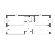Планировка трехкомнатной(квартира) площадью 80.66 квадратных метров в “ЖК Новое Внуково”