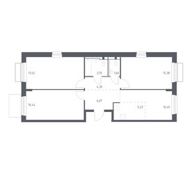Планировка трехкомнатной(квартира) площадью 80.66 квадратных метров в ЖК “ЖК Новое Внуково”