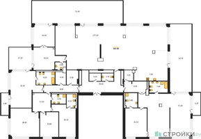 Планировка 4+ комнатной(квартира) площадью 665 квадратных метров в “ЖК Вишневый сад”