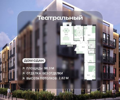 Планировка 4+ комнатной(квартира) площадью 96.3 квадратных метров в “ЖК Театральный”