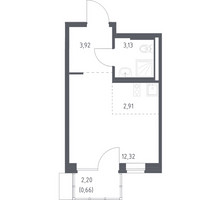 Планировка студии(квартира) площадью 22.94 квадратных метров в “ЖК Подольские кварталы”