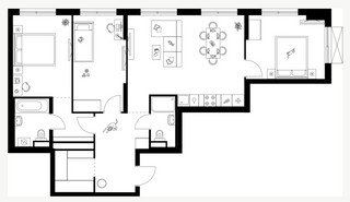 Планировка трехкомнатной(квартира) площадью 85.5 квадратных метров в “ЖК Матвеевский парк”