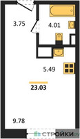 Планировка студии(квартира) площадью 23.03 квадратных метров в “ЖК Светлый мир Станция Л”