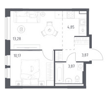 Планировка однокомнатной(квартира) площадью 36.04 квадратных метров в “ЖК Квартал Авиаторов”