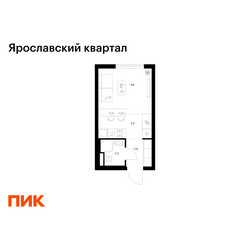 Планировка студии(квартира) площадью 20.1 квадратных метров в ЖК “Ярославский квартал”