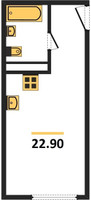 Планировка однокомнатной(квартира) площадью 22.9 квадратных метров в “ЖК Каштановая роща”