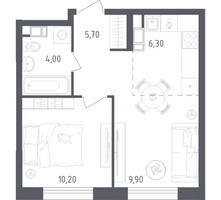 Планировка однокомнатной(квартира) площадью 36.1 квадратных метров в “ЖК Ольховый Квартал”