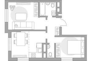 Планировка двухкомнатной(квартира) площадью 52.86 квадратных метров в “ЖК Живописный”