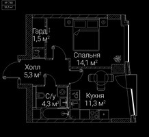 Планировка однокомнатной(квартира) площадью 36.5 квадратных метров в “ЖК СЕЗАР БУДУЩЕЕ”