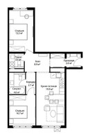 Планировка двухкомнатной(квартира) площадью 65.9 квадратных метров в “ЖК Эко Видное 2.0”