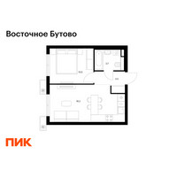 Планировка однокомнатной(квартира) площадью 35.9 квадратных метров в “ЖК Восточное Бутово”