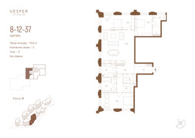 Планировка трехкомнатной(квартира) площадью 156.4 квадратных метров в “ЖК Квартал Веспер Кутузовский”