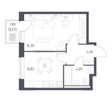 Планировка однокомнатной(квартира) площадью 35.95 квадратных метров в “ЖК Новое Видное”