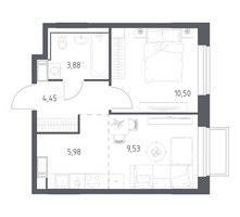 Планировка однокомнатной(квартира) площадью 34.34 квадратных метров в “ЖК Томилино Парк”