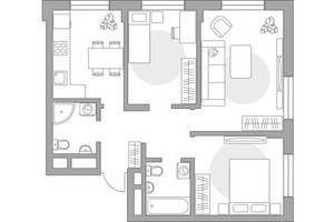 Планировка трехкомнатной(квартира) площадью 67.96 квадратных метров в “ЖК Живописный”