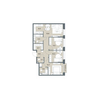 Планировка 4+ комнатной(квартира) площадью 82.7 квадратных метров в “ЖК Станиславский”