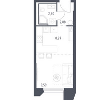 Планировка студии(апартаменты) площадью 23.54 квадратных метров в “ЖК Скай Спутник”